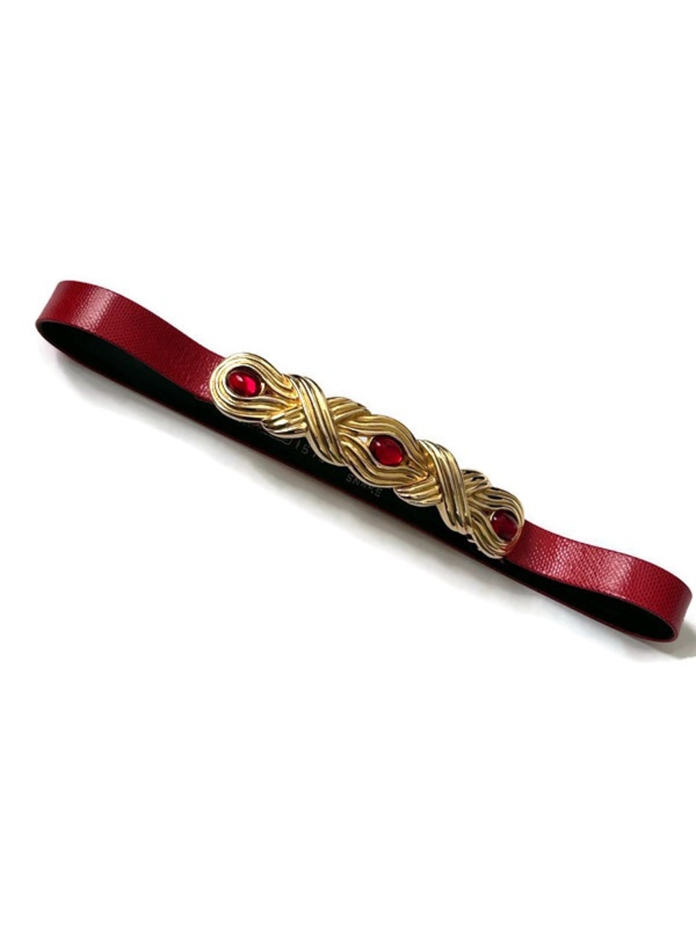 Carlisle Vintage Genuine Snake Red Belt with Gold-Tone Decorative Accent Small